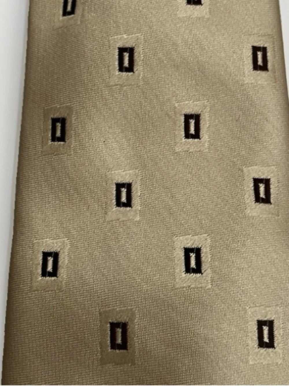 Givenchy Vintage Mens‎ Designer Tie Beige Geometric Classic Luxury Retro Necktie